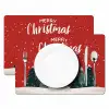 Kerstgroet - Sneeuw - Rood Placemat vinyl groot -zzsfeer2_Kitchenyeah-website