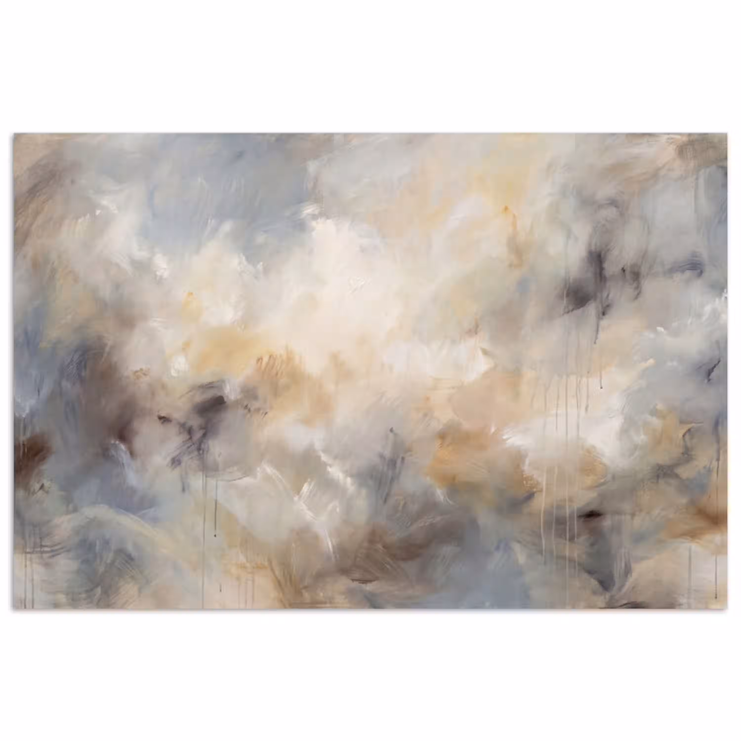 Abstract - Wolken - Sfeervol - Beige - Grijs poster papier klein -3d