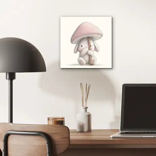 Paddenstoel - Konijn - Roze aluminium wit klein -sfeer5