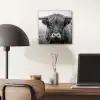 Schotse hooglander - Zwart - Wit - Gras aluminium wit klein -sfeer5