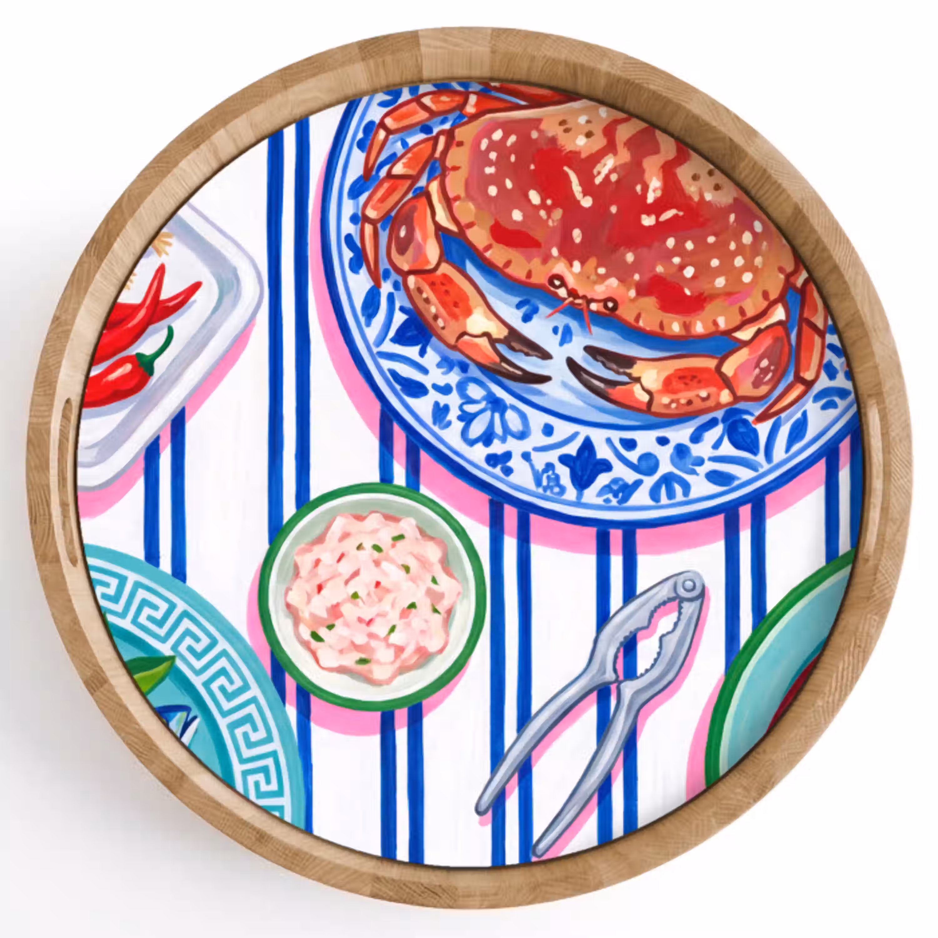 Zeevruchten - Eten - Kleurrijk Dienblad Rond middel -z3d_shopping