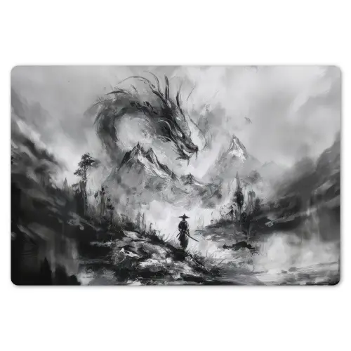 Krijger - Draak - Grijs Placemat vinyl groot -zzsfeer1_Kitchenyeah-website