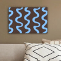 Kronkelende lijnen - Blauw - Bruin - Minimalistisch canvas 2cm klein 34 -sfeer3