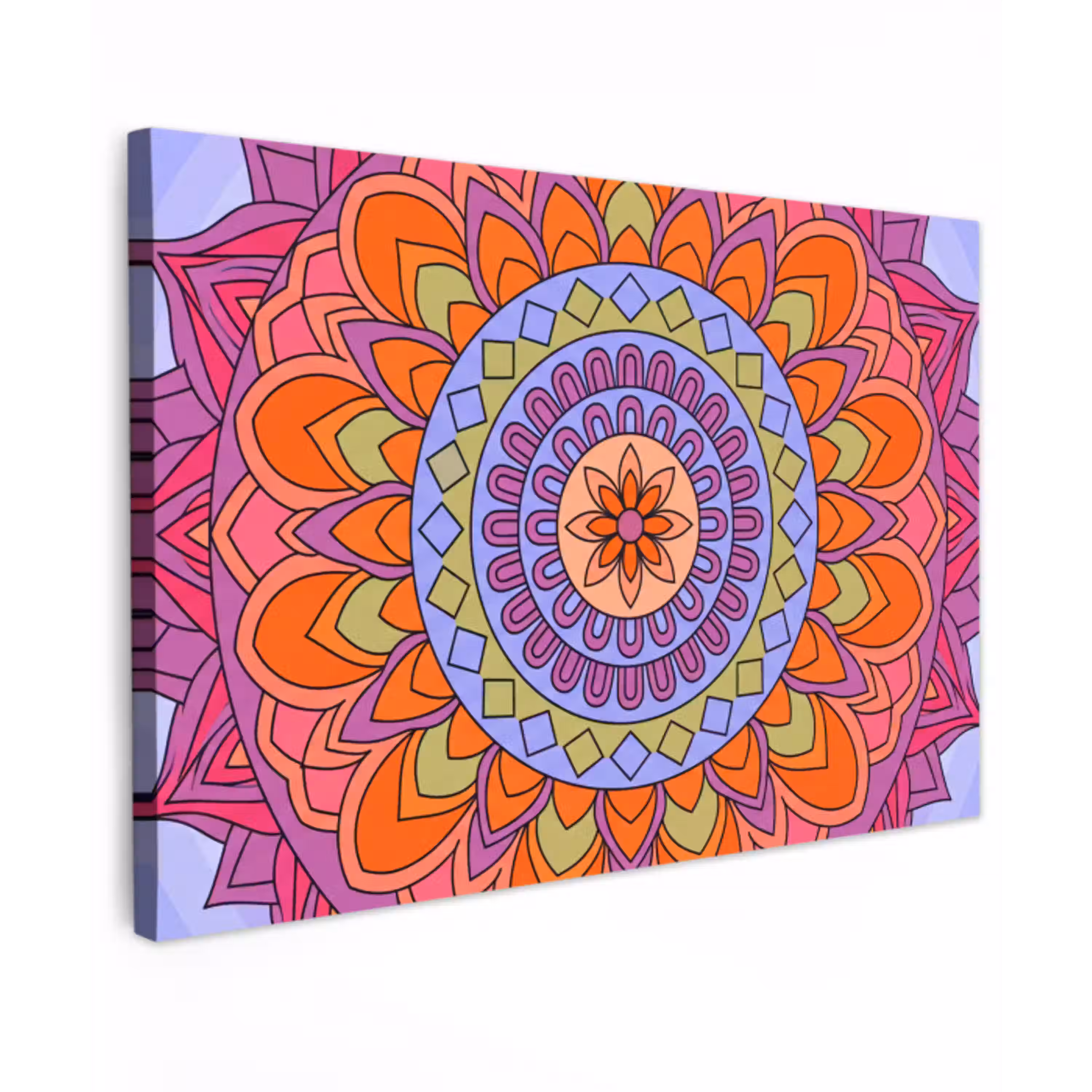 Mandala - Cirkel - Abstract - Kleurrijk - Patroon canvas 2cm klein -z3d