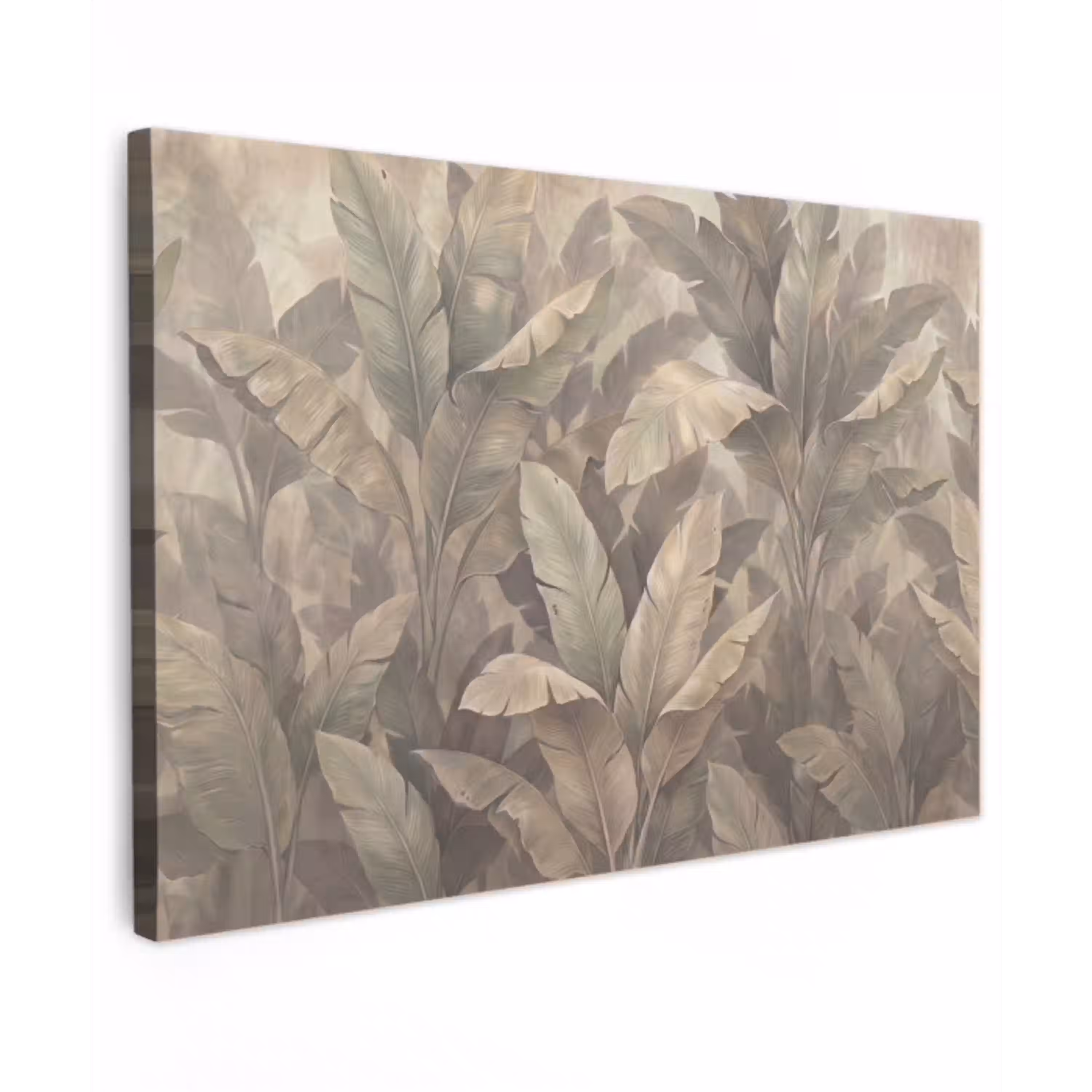 Bladeren - Tropisch - Natuur - Modern - Beige canvas 2cm klein -z3d