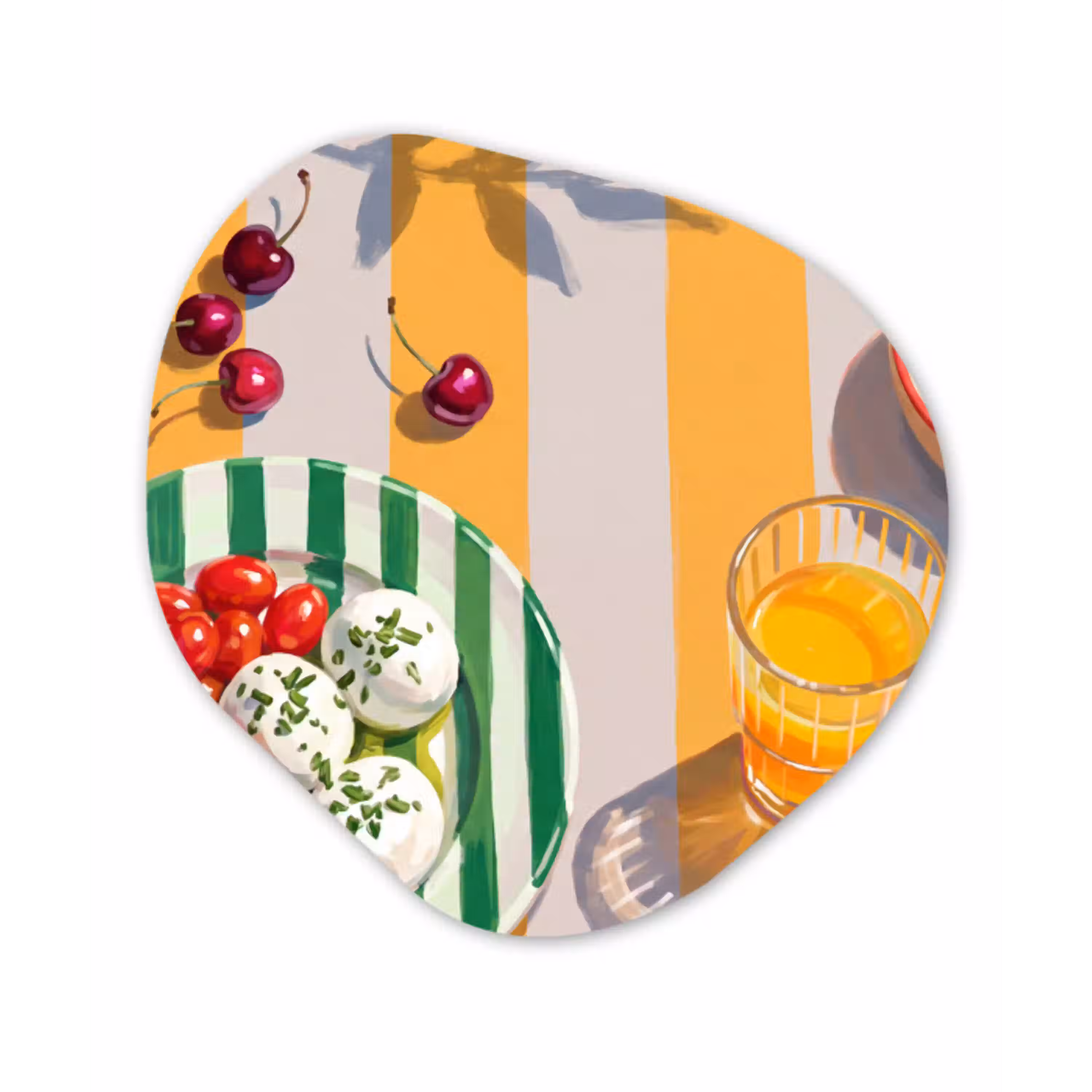 Eten - Zomer - Kleurrijk Wandcirkel Organisch Aluminium middel -3d