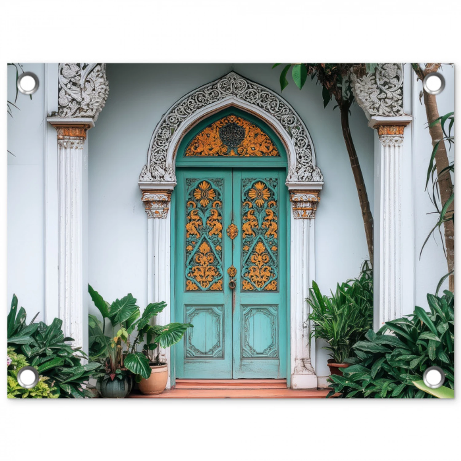 Deur - Patronen - Planten tuinposter los doek klein -3d