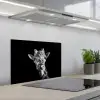 Giraffe - Dier - Zwart - Wit keuken achterwand spatscherm klein -3d_schuin