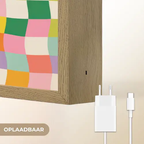 Vierkanten - Kleurrijk - Golvend Light Box met batterij (Wandlamp) middel -USP_websiteoplaadbaarNL