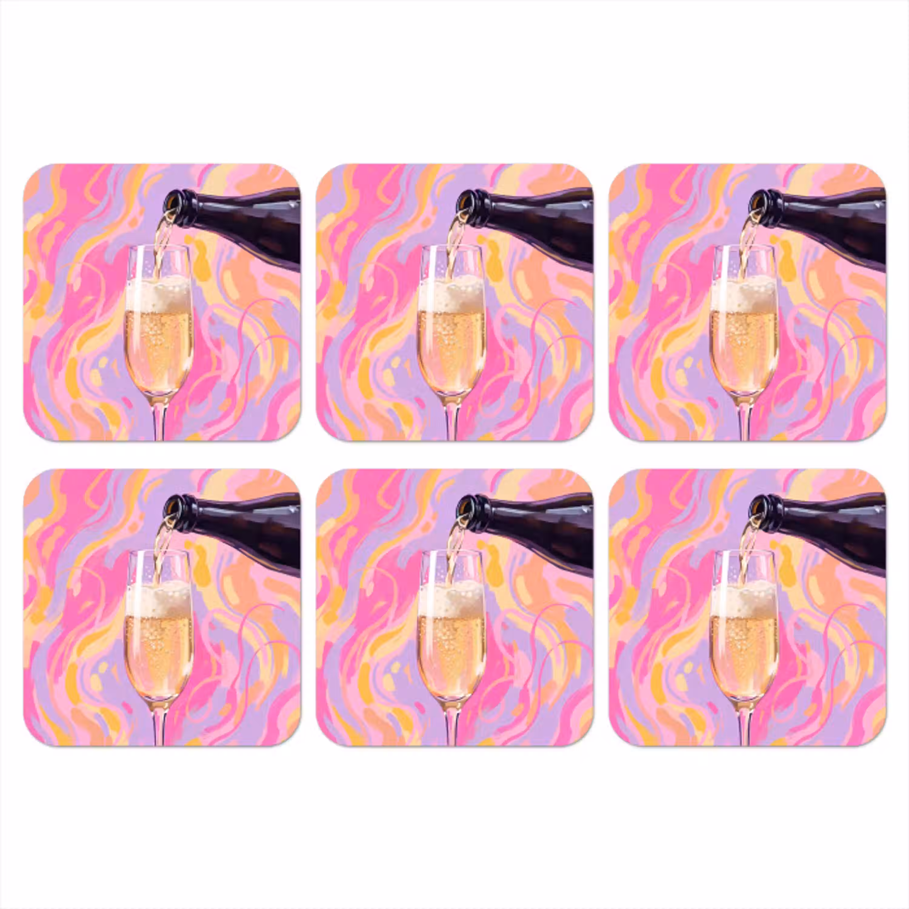 Drank - Inschenken - Feest - Abstract - Roze onderzetter kurk middel -3d