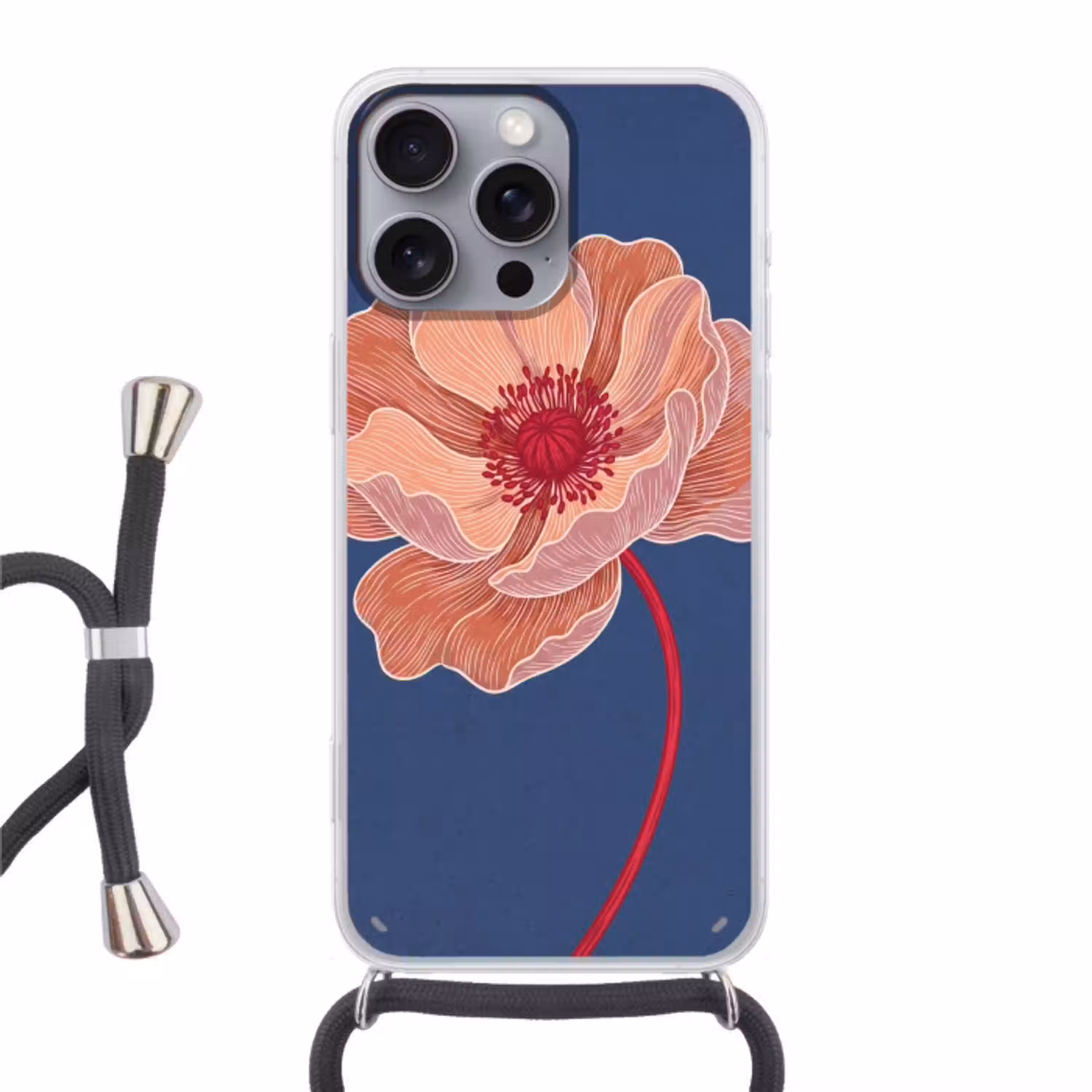 Bloemen - Modern - Abstract Hoesje iPhone 16 Pro Max met koord klein -3d
