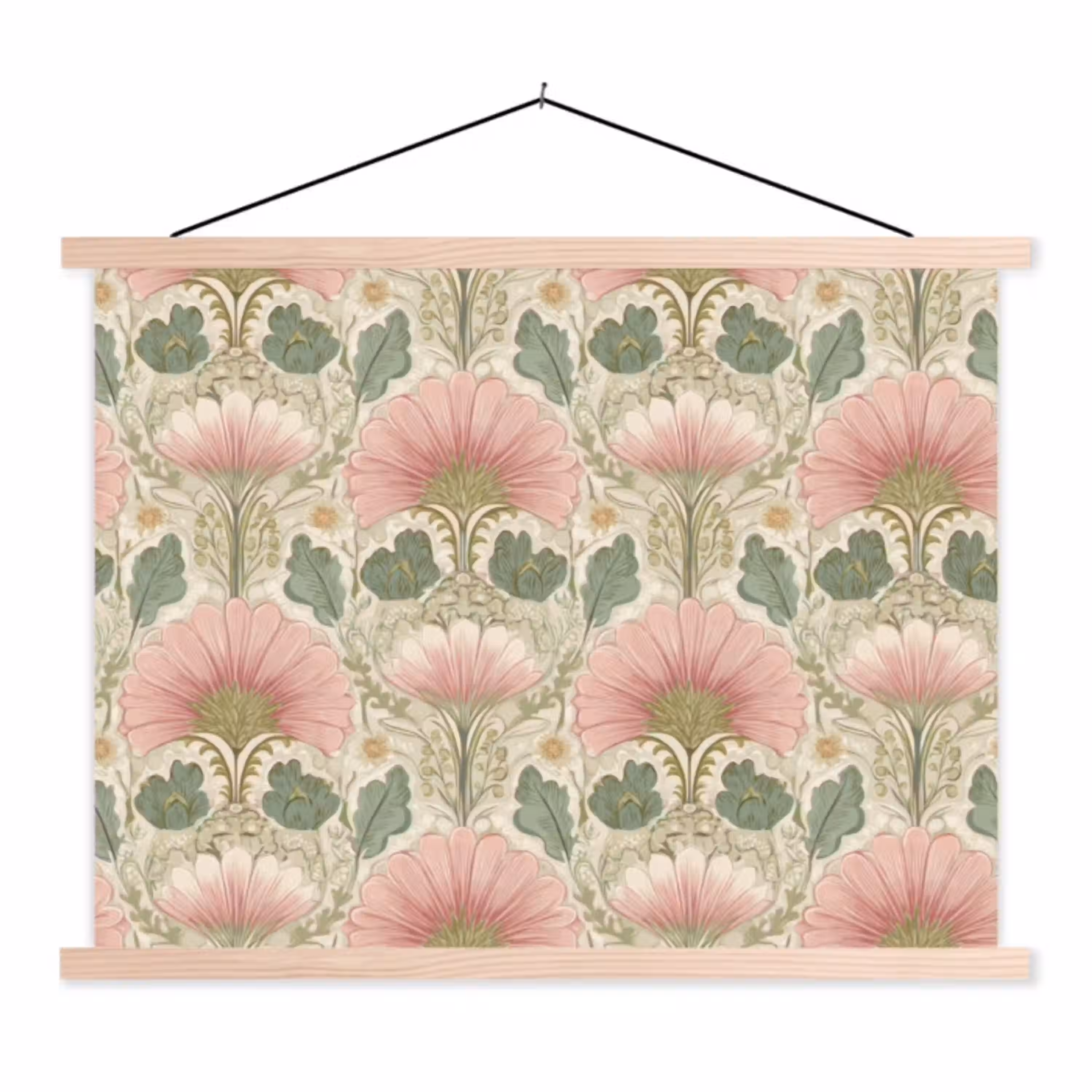 Klassiek - Patroon - Roze textielposter latten blank klein 122 -3d