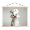 Hond - Wit - Kok textielposter latten blank klein -3d