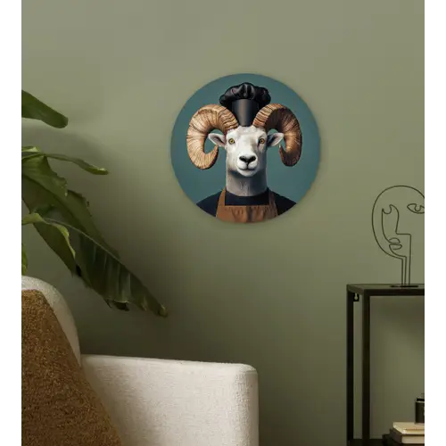 Geit - Hoorns - Kokskleding Wandcirkel plexiglas klein -sfeer3