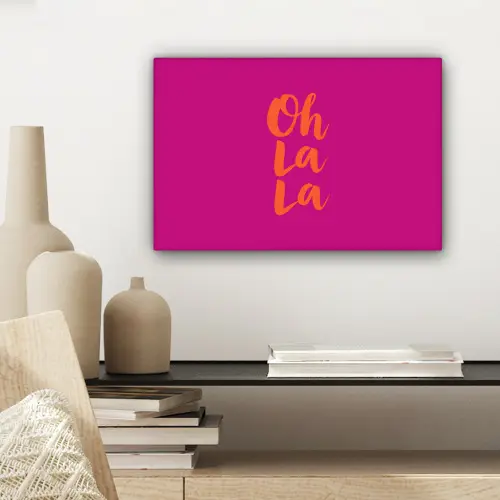 Oh la la - Roze - Oranje - Minimalistisch canvas 2cm klein -sfeer6