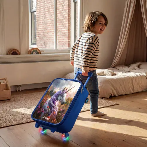 Lavendel lentehoorn Kinderkoffer - Blauw klein -sfeer1