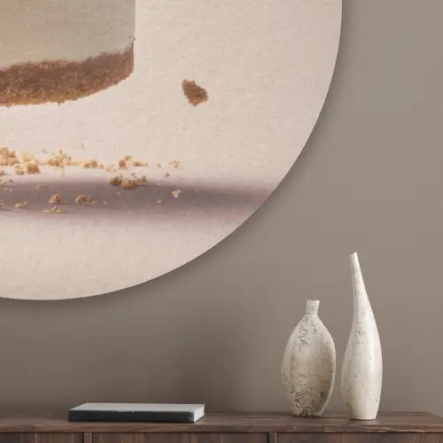 Cheesecake - Eten - Roze - Taart Akoestische PET Vilt - Rond klein -sfeer5_closeup