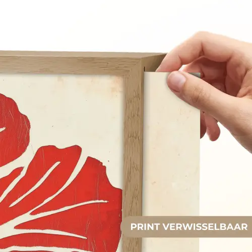 Rode hibiscusbloem - Textuur achtergrond - Beige Light Box met batterij (Wandlamp) middel -USP_websiteprintNL
