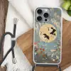 Kraanvogels - Maan - Bloemen - Blauw Hoesje iPhone 16 Pro Max met koord klein -sfeer4