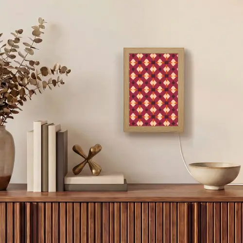 Retro - Patroon - Kleurrijk Light Box met kabel (Tafellamp) klein 925 -sfeer2