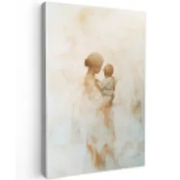 Kind - Moeder - Waterverfschilderij Tuinposter op houten frame 2 cm dik middel -3d