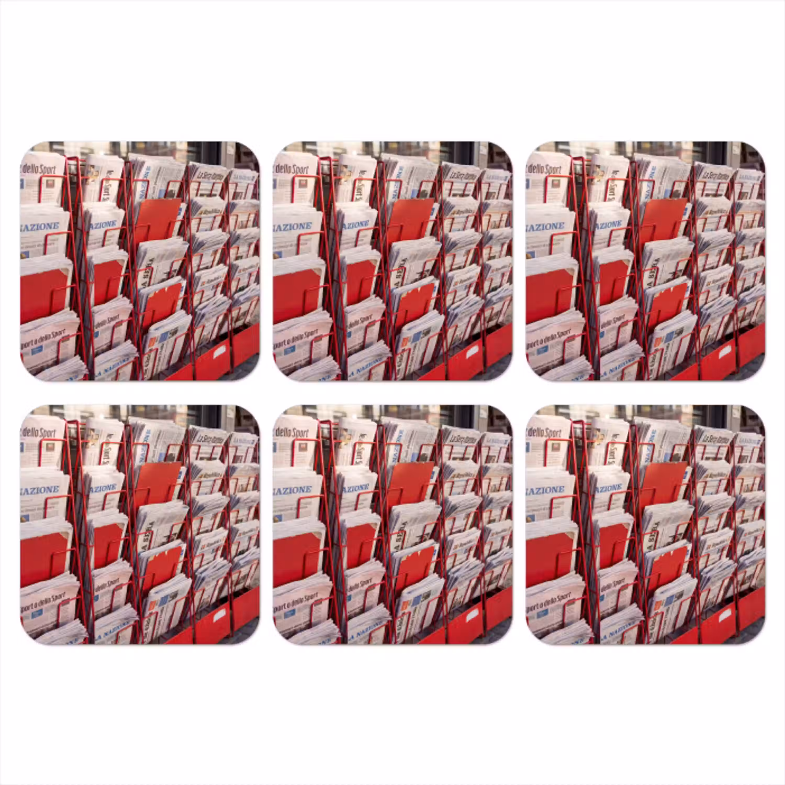 Kranten - Rek - Stedelijk - Dagelijks leven - Rood onderzetter kurk middel -3d