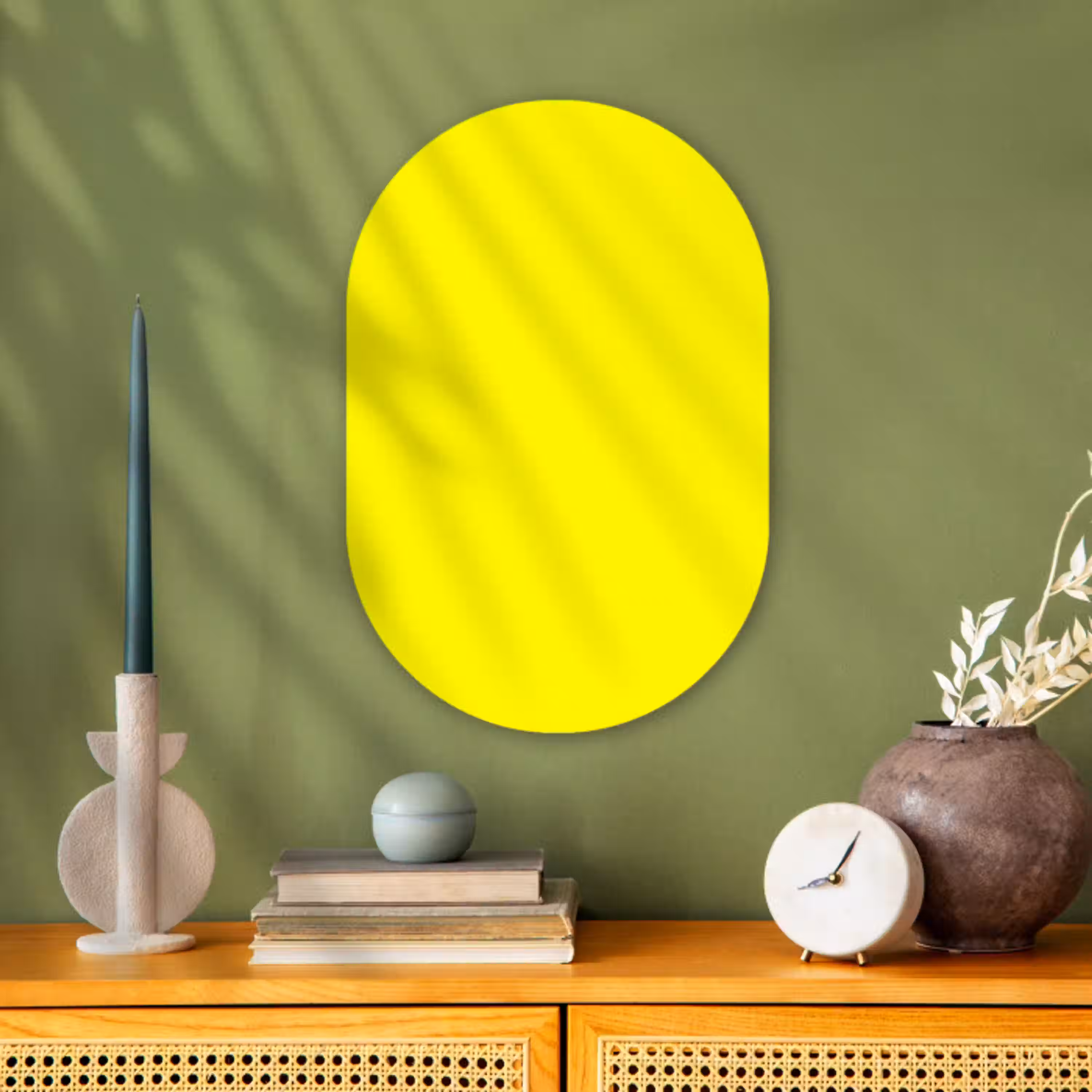 Sunshine - Glow - Geel Wandcirkel Ovaal Forex klein 630 -sfeer2