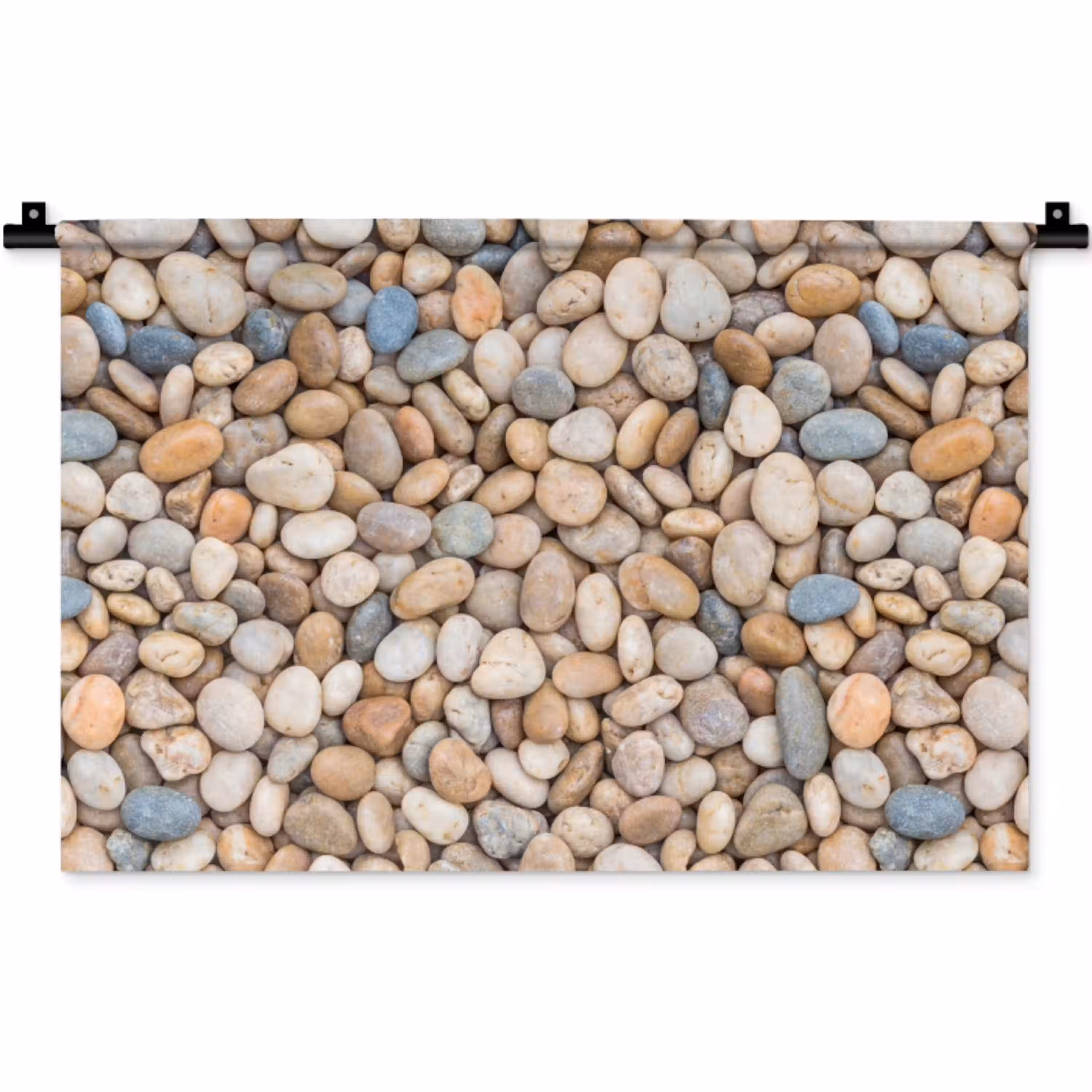 Kiezelstenen - Natuur - Textuur - Beige - Grijs Wandkleed katoen klein -zz3d