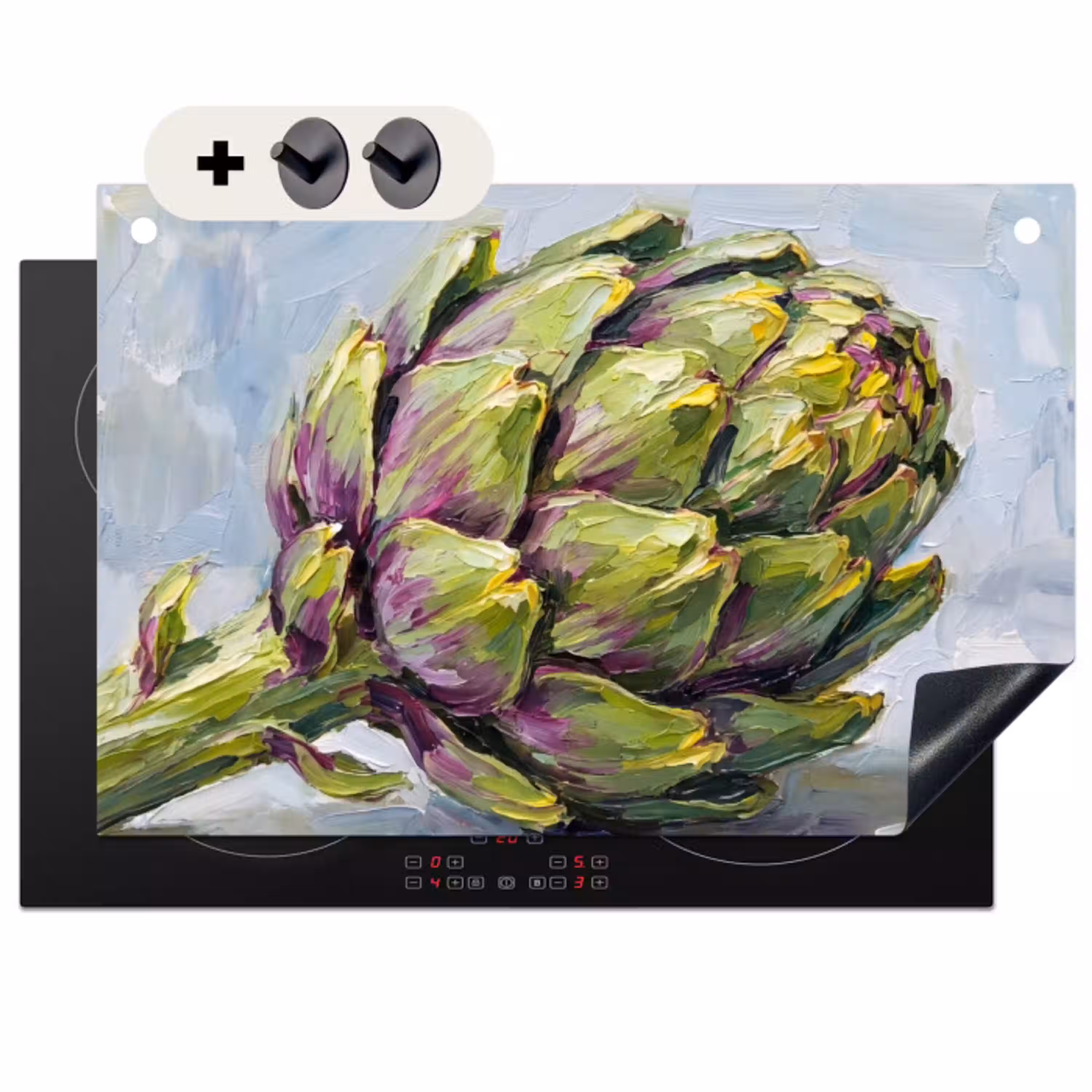 Eten - Artisjok - Modern Inductie beschemer met haakjes klein -3d
