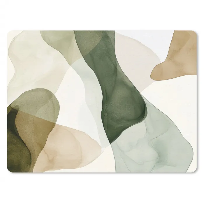 Japandi - Abstract - Groen muismat rubber klein -3d