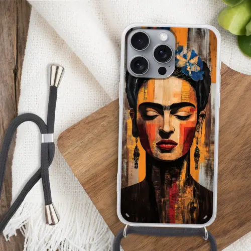 Portret - Vrouw - Bloemen Hoesje iPhone 16 Pro Max met koord klein -sfeer4
