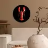 Kreeft - Glossier Rood - Zwart Wandcirkel kunststof plaat 5mm dik klein -sfeer1