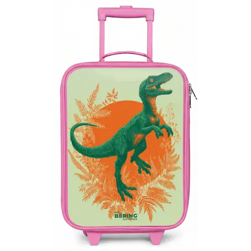 Groene dino tussen varens Kinderkoffer - Roze klein -zz3dotto