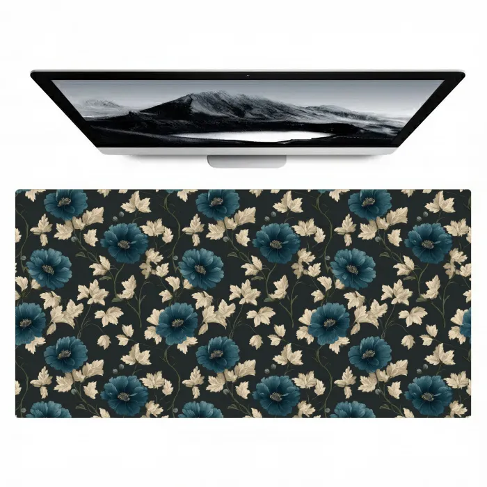 Botanisch - Bloemen - Blauw Muismat XXL klein 681 -zzz3d