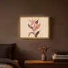 Minimalistisch - Bloem - Bladeren - Beige Light Box met batterij (Wandlamp) middel -sfeer4