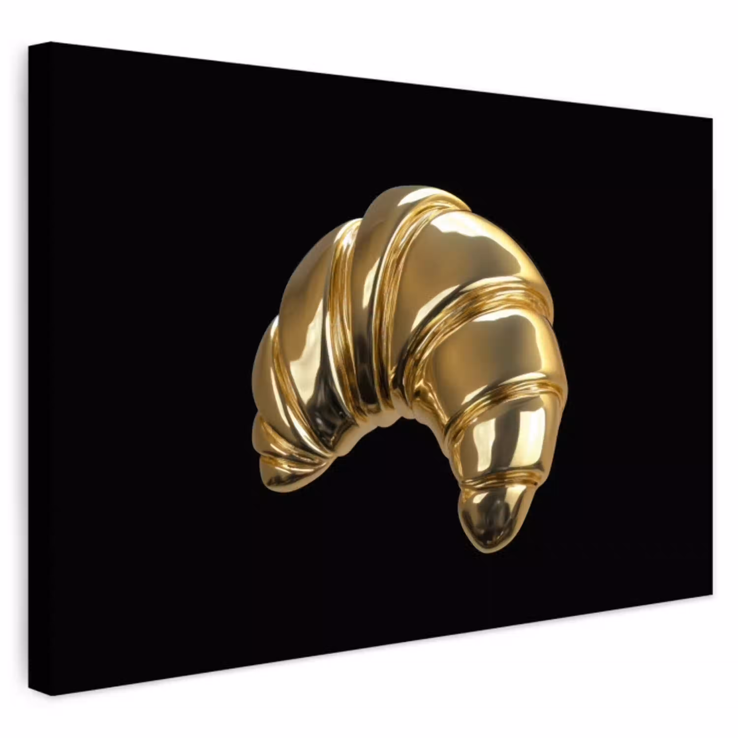 Croissant - Brood - Goud - Zwart Tuinposter op houten frame 2 cm dik klein -3d