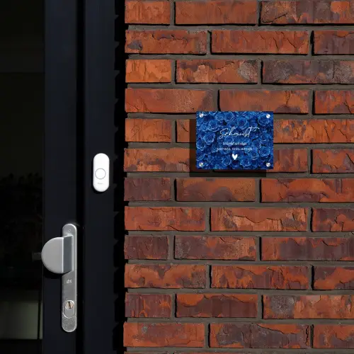 Blauwe rozen - Sierlijk Naambord Rechthoek middel -sfeer1-rechthoek-S
