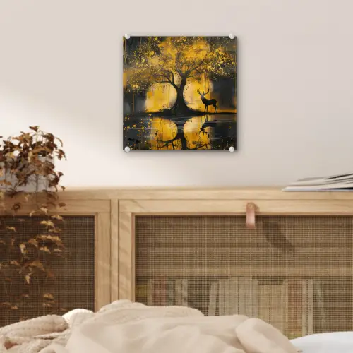 Boom - Verflook - Hert - Natuur - Goud plexiglas 5mm klein -sfeer4
