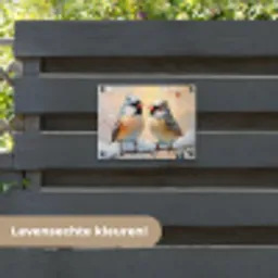 Vogels - Tak - Winter - Sneeuw tuinposter los doek klein -sfeer3