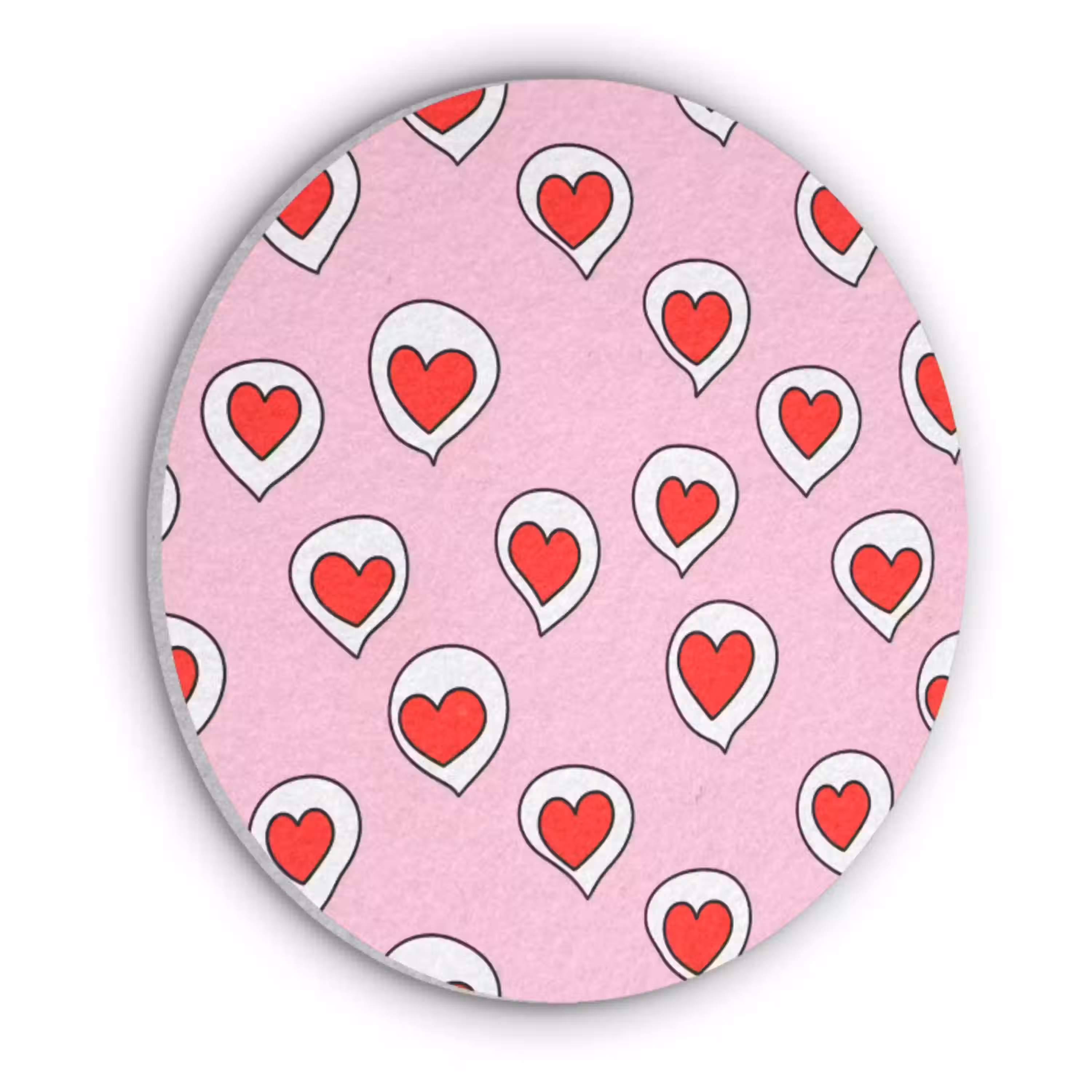 Hartjes - Patroon - Rood Akoestische PET Vilt - Rond klein 838 -3d