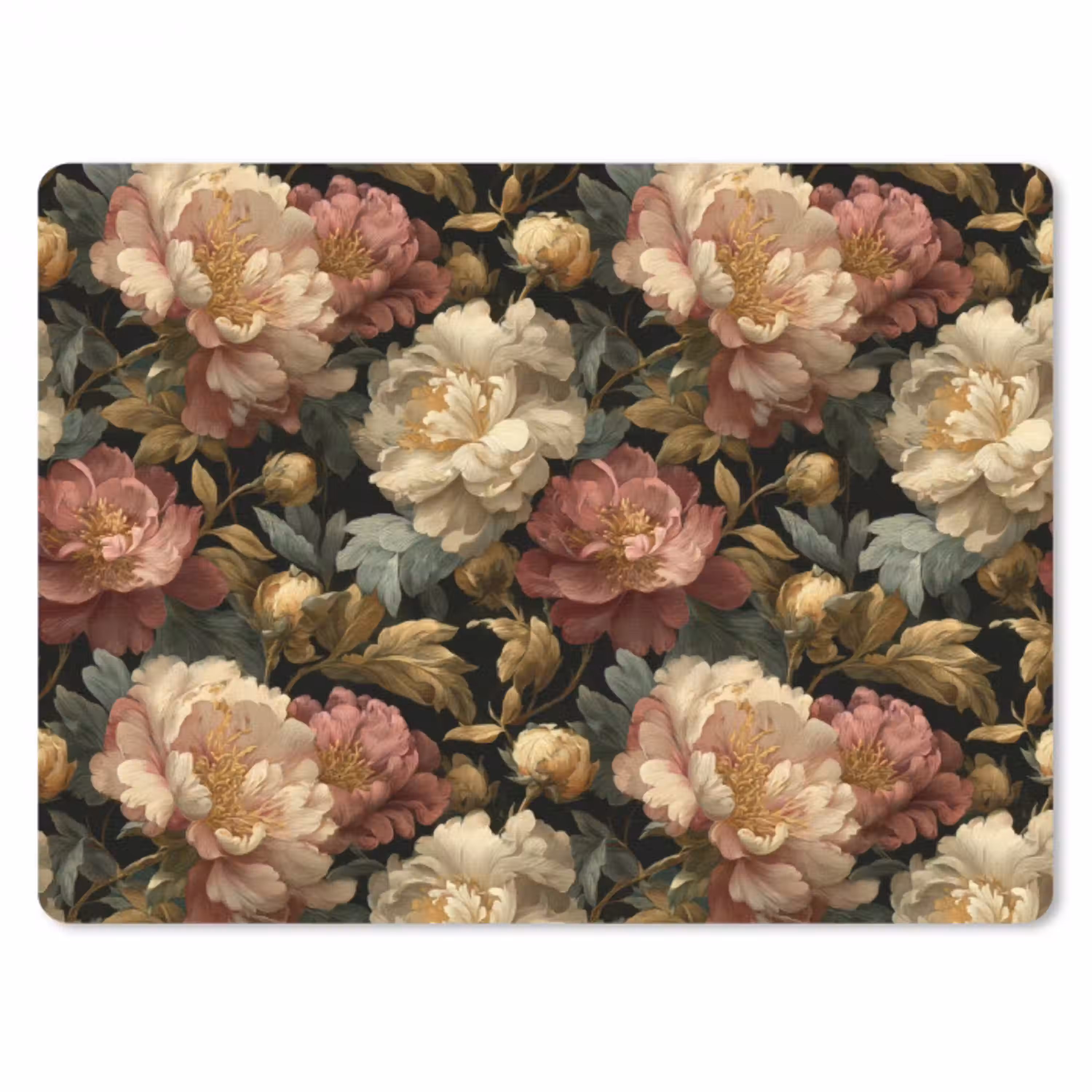 Bloemen - Barok - Patroon - Roze - Crème muismat rubber klein 262 -3d