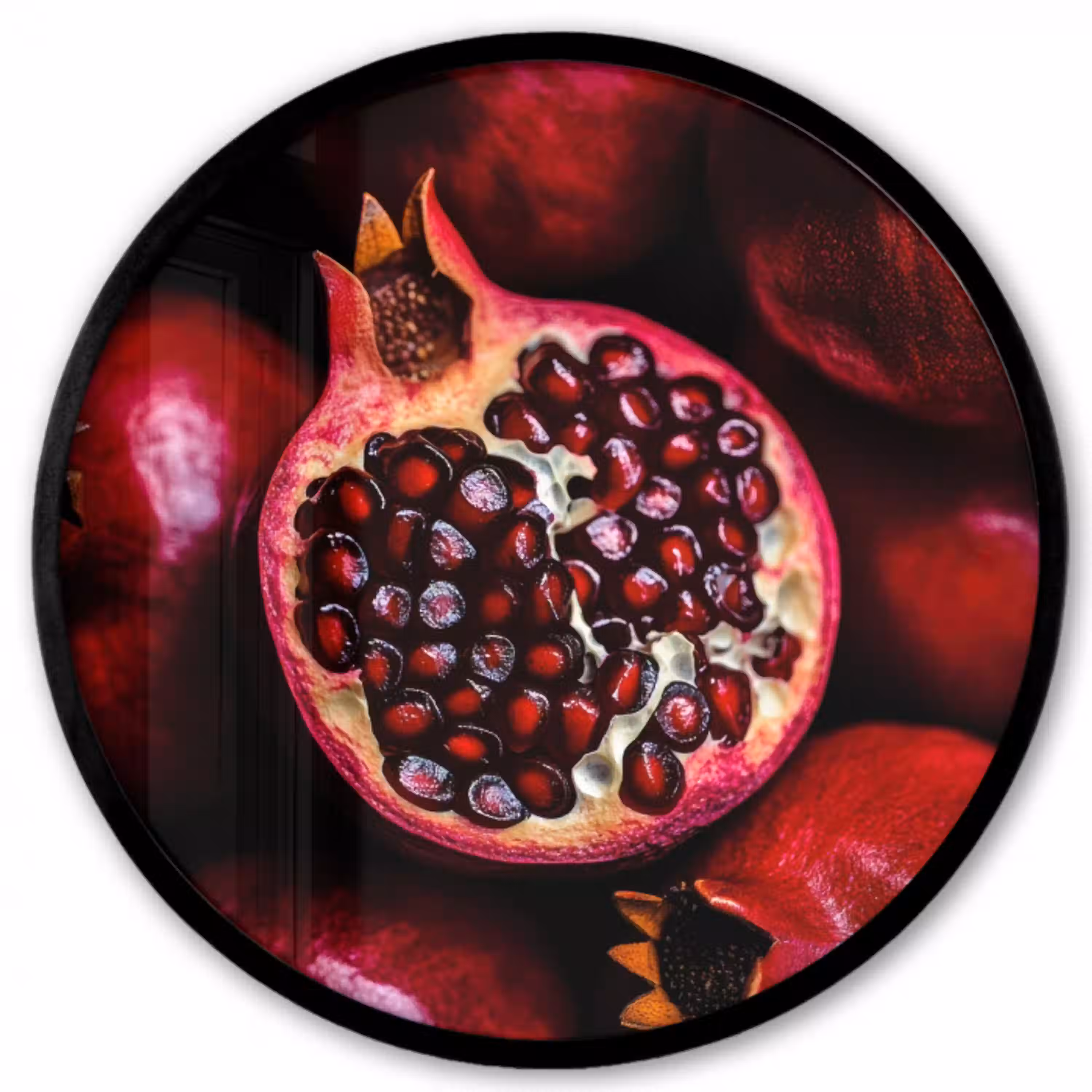 Granaatappel - Rood - Fruit Fotolijst rond zonder passe partout klein -3d