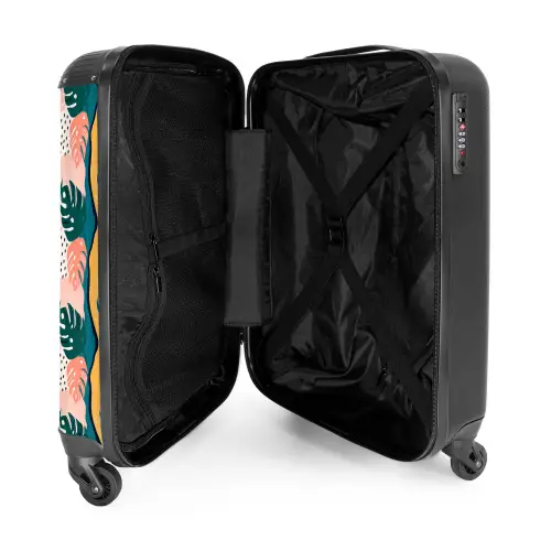 Monstera bladeren in diverse kleuren NBS - Handbagage koffer - Kinderen Unisex middel -binnenkant