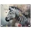 Zebra - Wilde dieren - Vlinder - Bloemen tuinposter los doek klein -3d