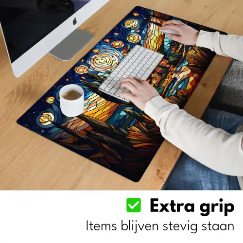 Hemel - Sterren - Mozaïek - Huizen Muismat XXL klein -sfeer3
