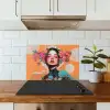 Portret - Vrouw - Abstract - Bloemen keuken achterwand spatscherm klein -sfeer2