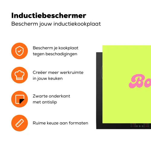 Groen - Roze bonjour - Retro Inductie beschermer vinyl 3mm klein -zzzzzzz-td-ups