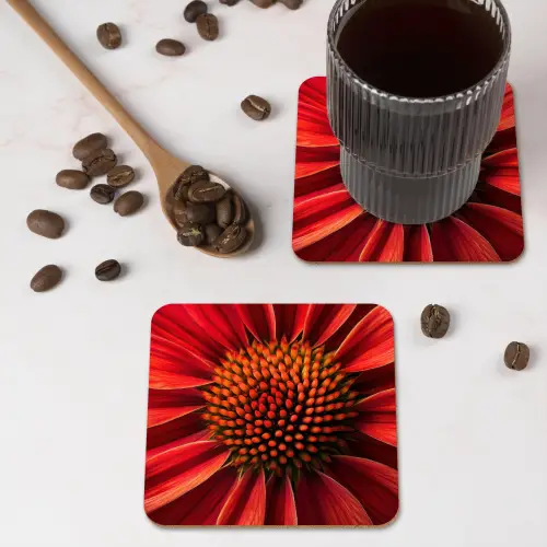 Close up - Bloem- Rood onderzetter kurk middel -sfeer2
