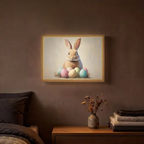 Paashaas - Pastel - Eieren Light Box met batterij (Wandlamp) middel -sfeer4
