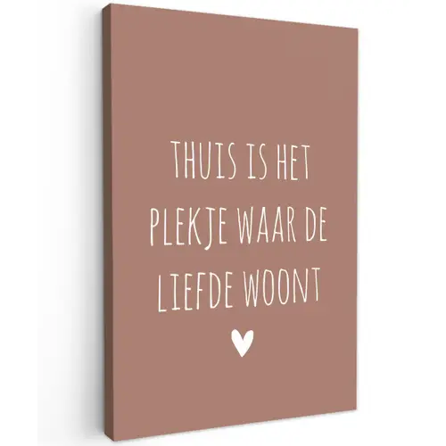 Spreuken - Thuis is het plekje waar de liefde woont - Quotes Tuinposter op houten frame 2 cm dik klein -3d